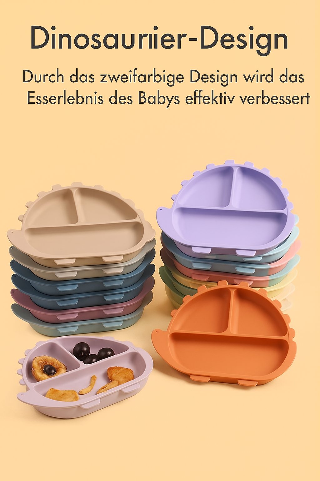Silikon-Babygeschirr-Set mit Saugnapf