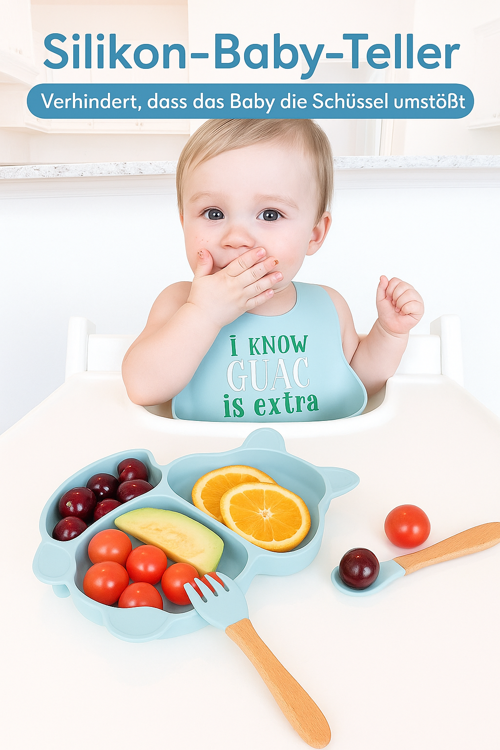 Silikon-Babygeschirr-Set mit Saugnapf