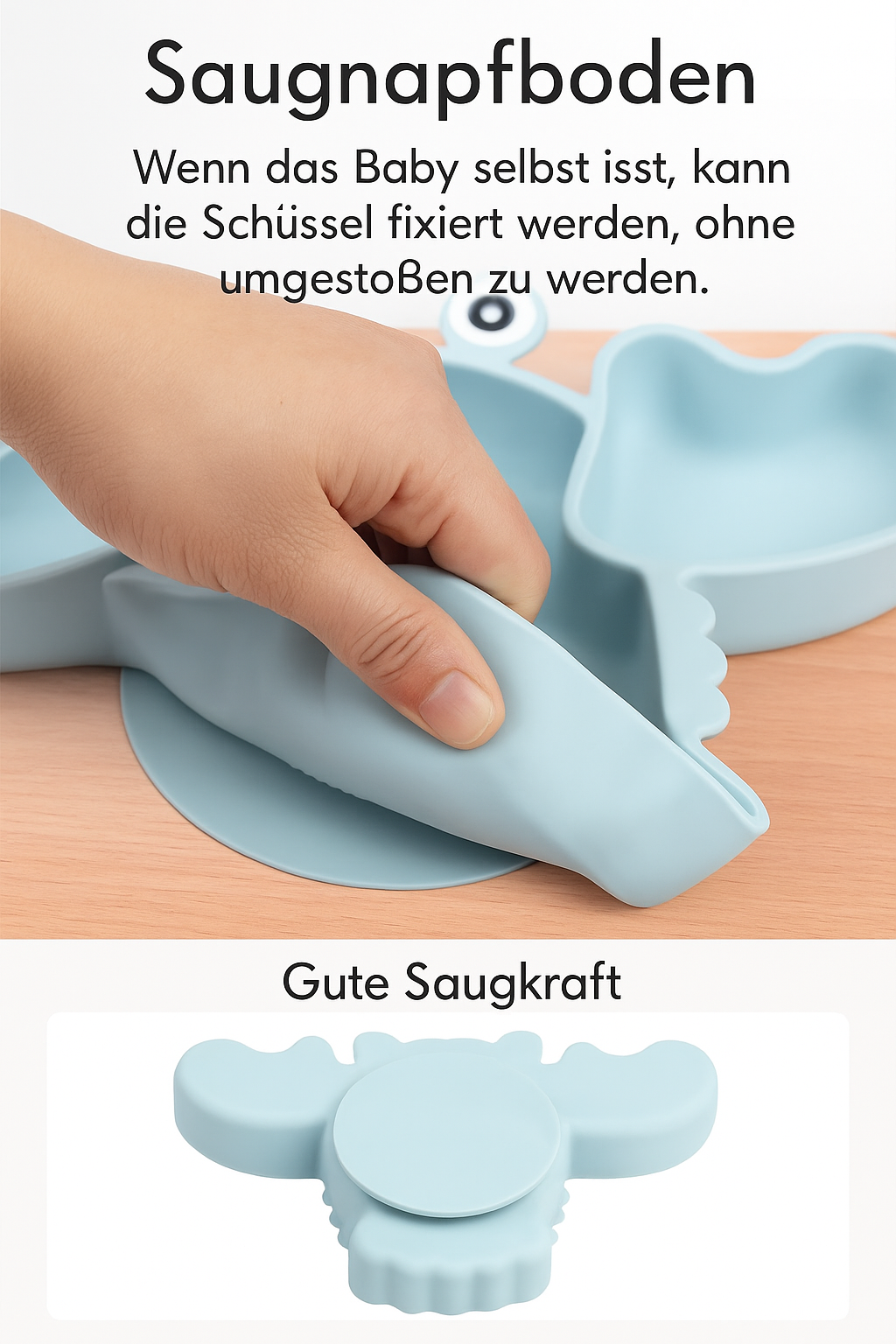 Silikon-Babygeschirr-Set mit Saugnapf