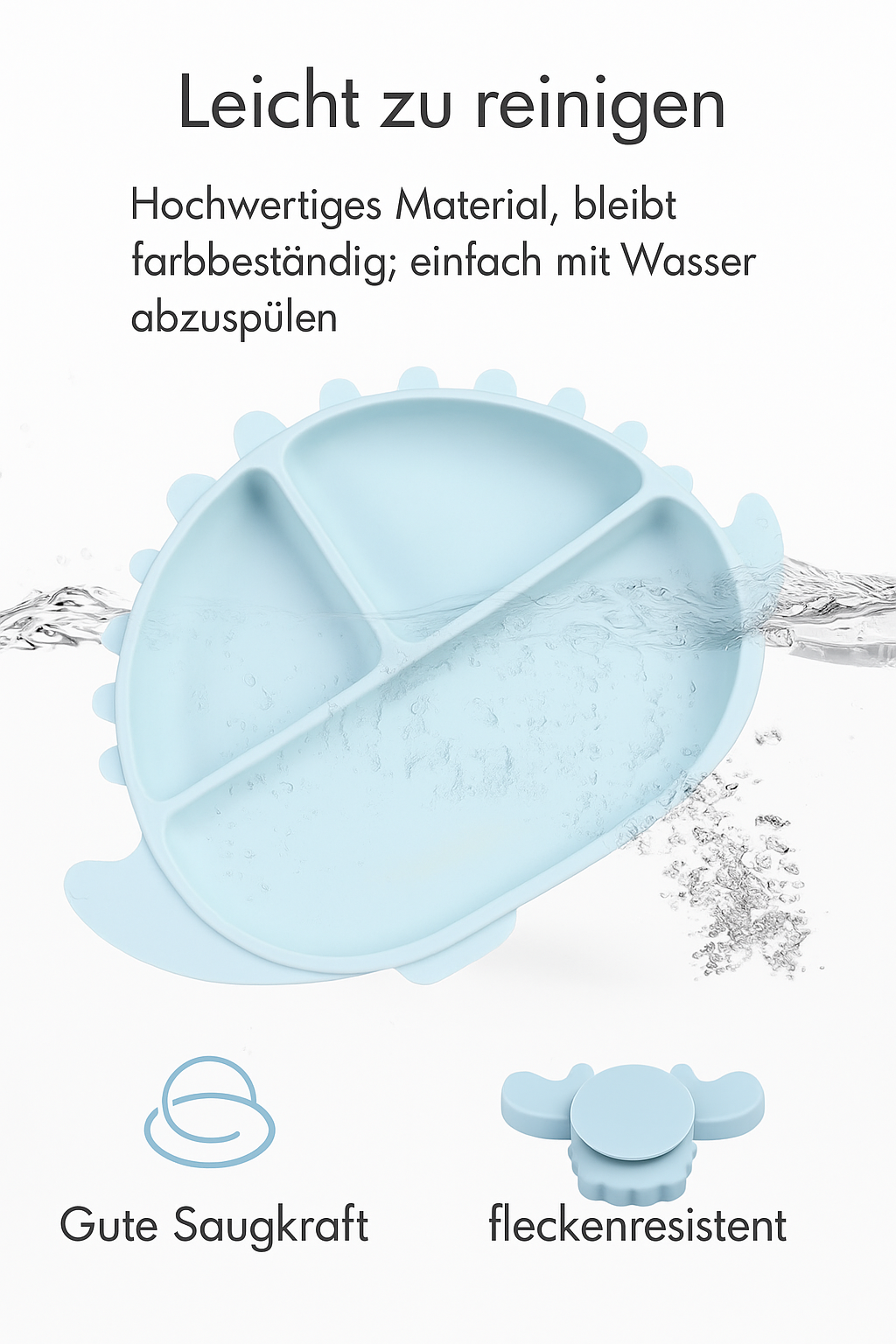 DINO Silikon-Babygeschirr-Set mit Saugnapf