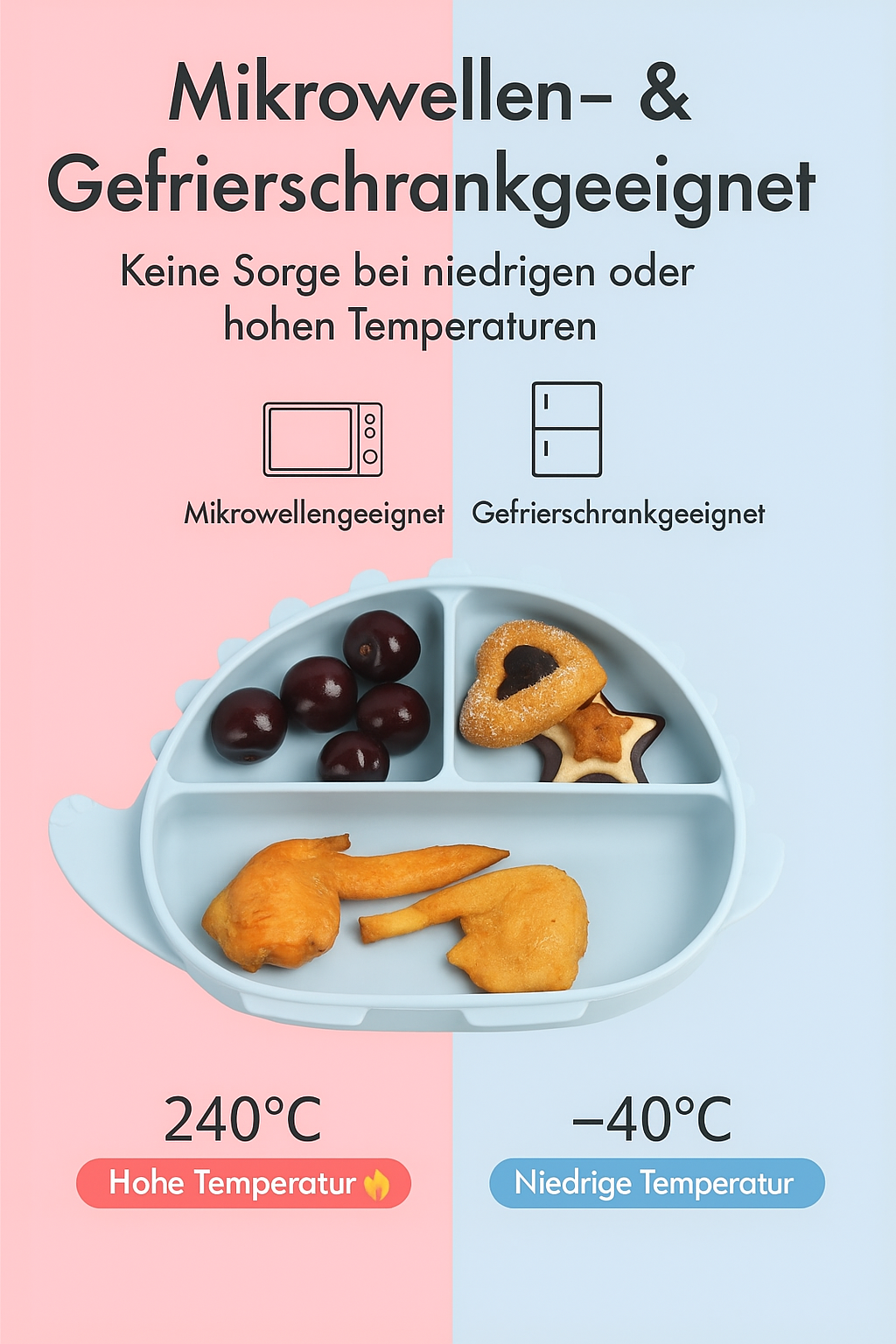 DINO Silikon-Babygeschirr-Set mit Saugnapf