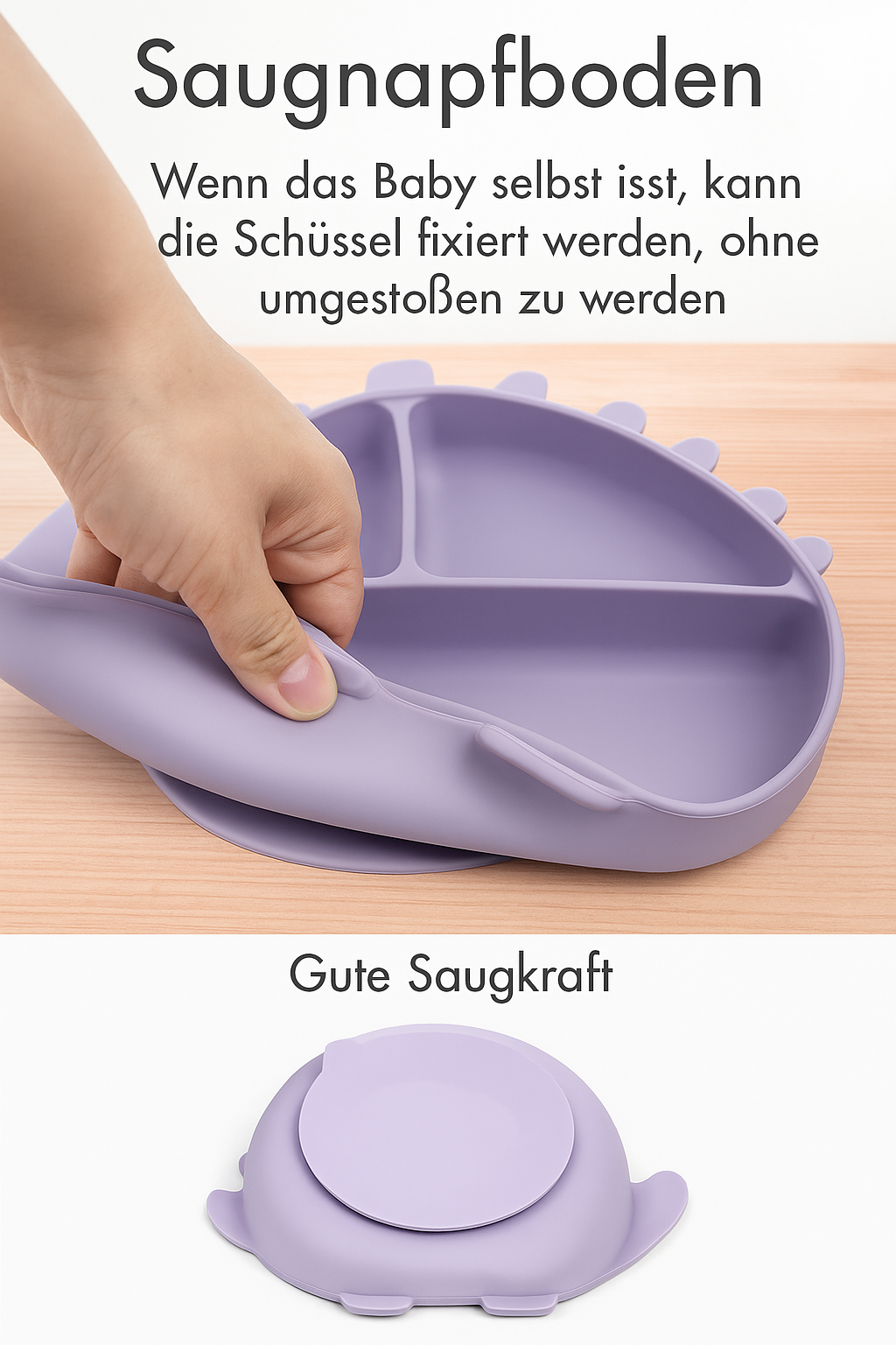 DINO Silikon-Babygeschirr-Set mit Saugnapf