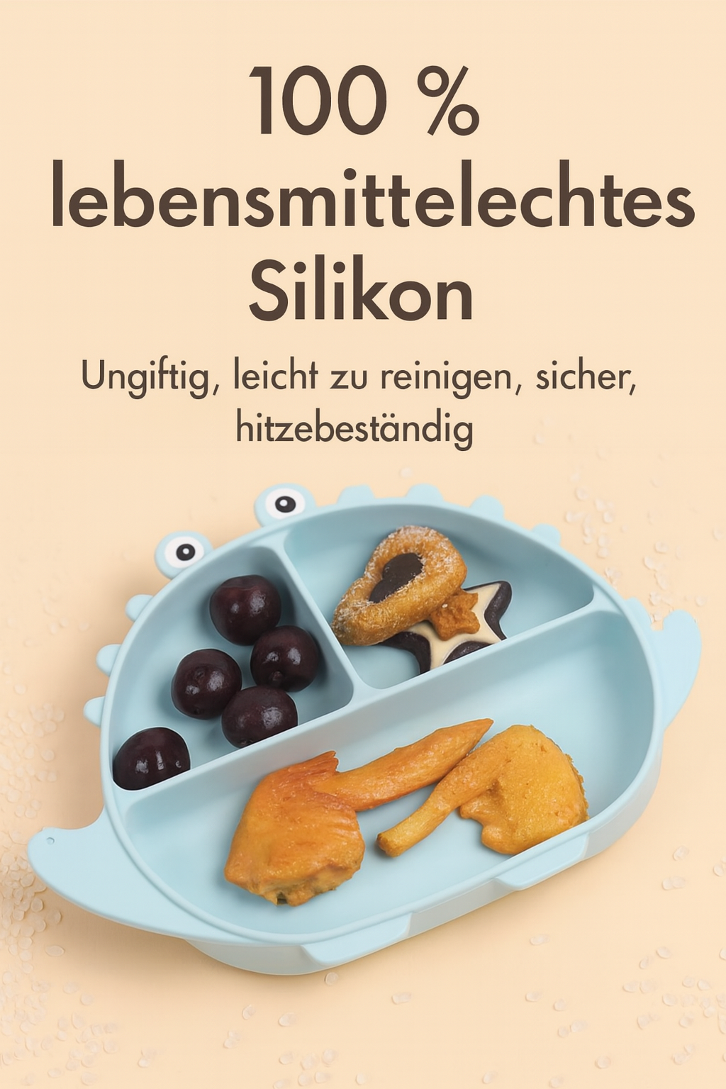 DINO Silikon-Babygeschirr-Set mit Saugnapf