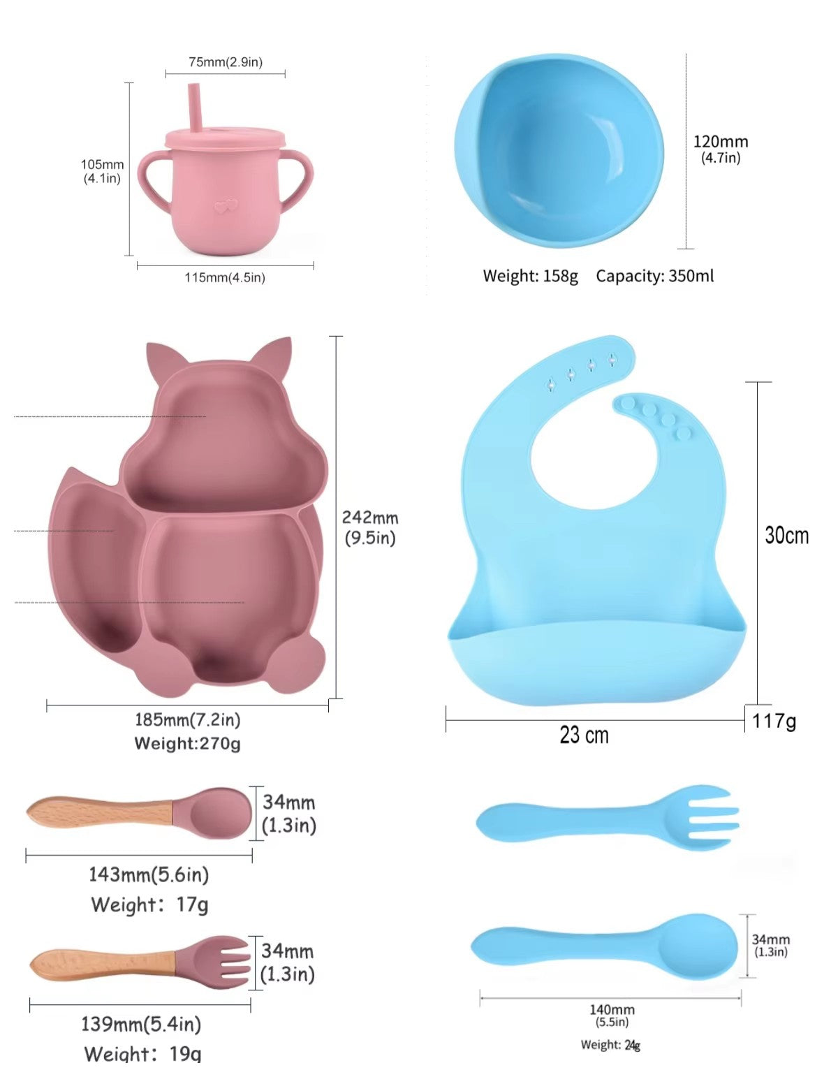 EICHHÖRNCHEN Silikon-Babygeschirr-Set mit Saugnapf