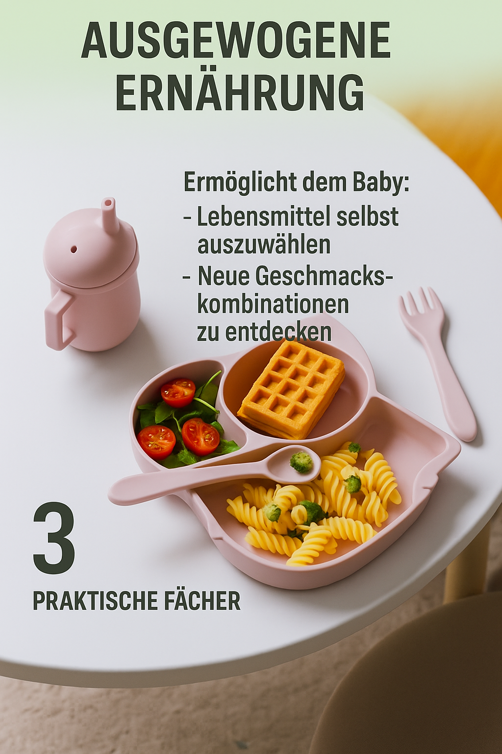ELEFANT Silikon-Babygeschirr-Set mit Saugnapf