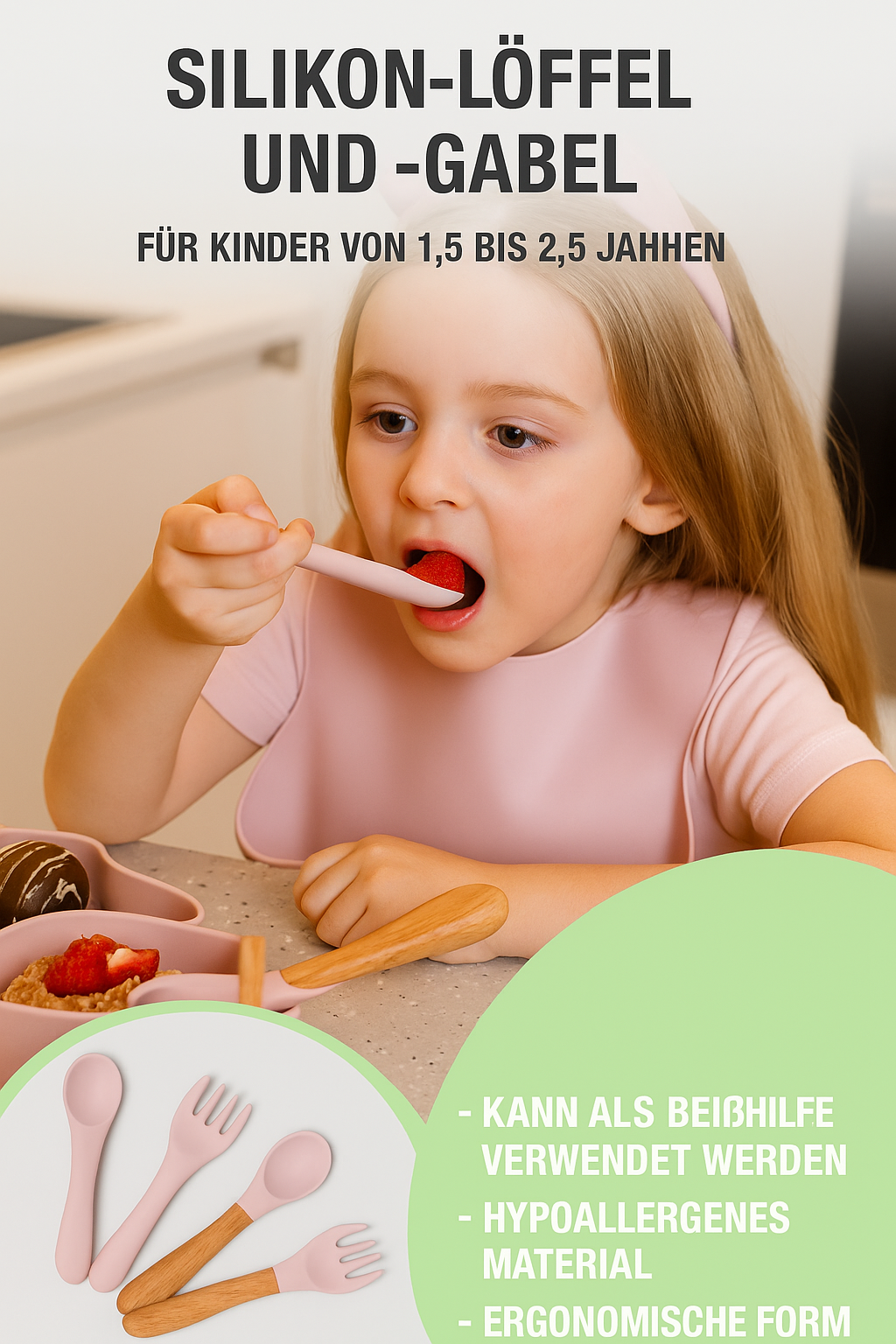 HASE Silikon-Babygeschirr-Set mit Saugnapf