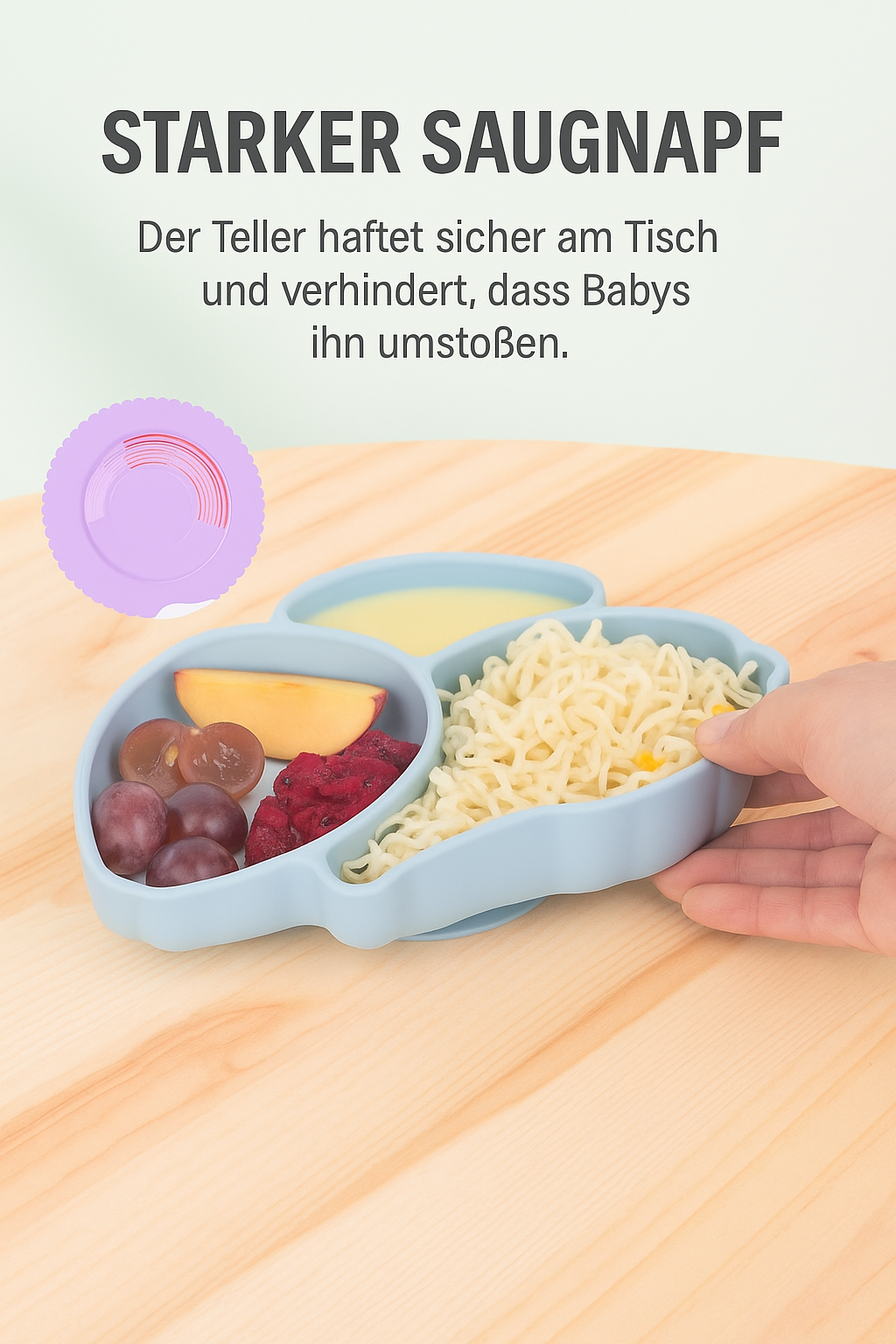 HASE Silikon-Babygeschirr-Set mit Saugnapf