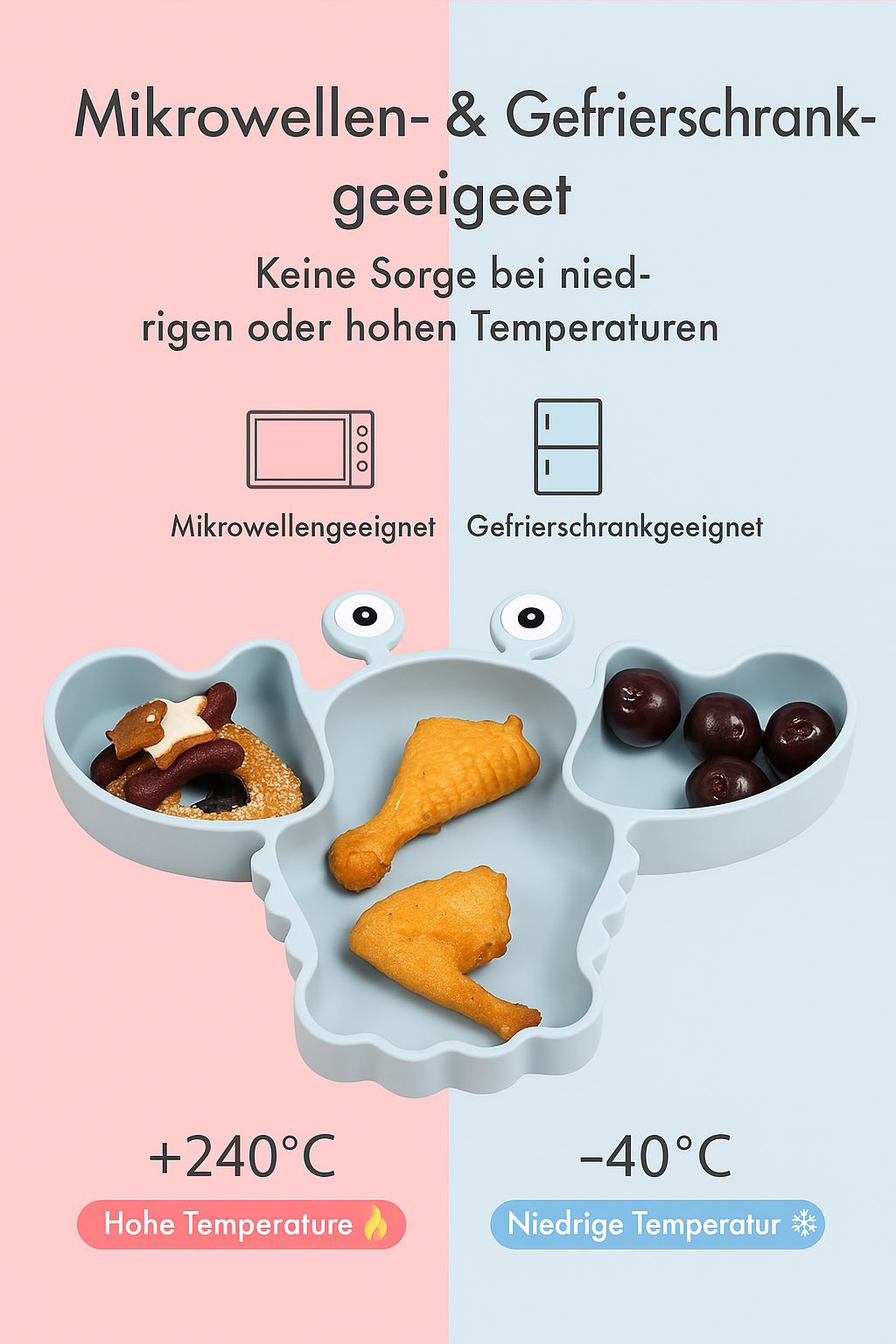 HUMMER Silikon-Babygeschirr-Set mit Saugnapf