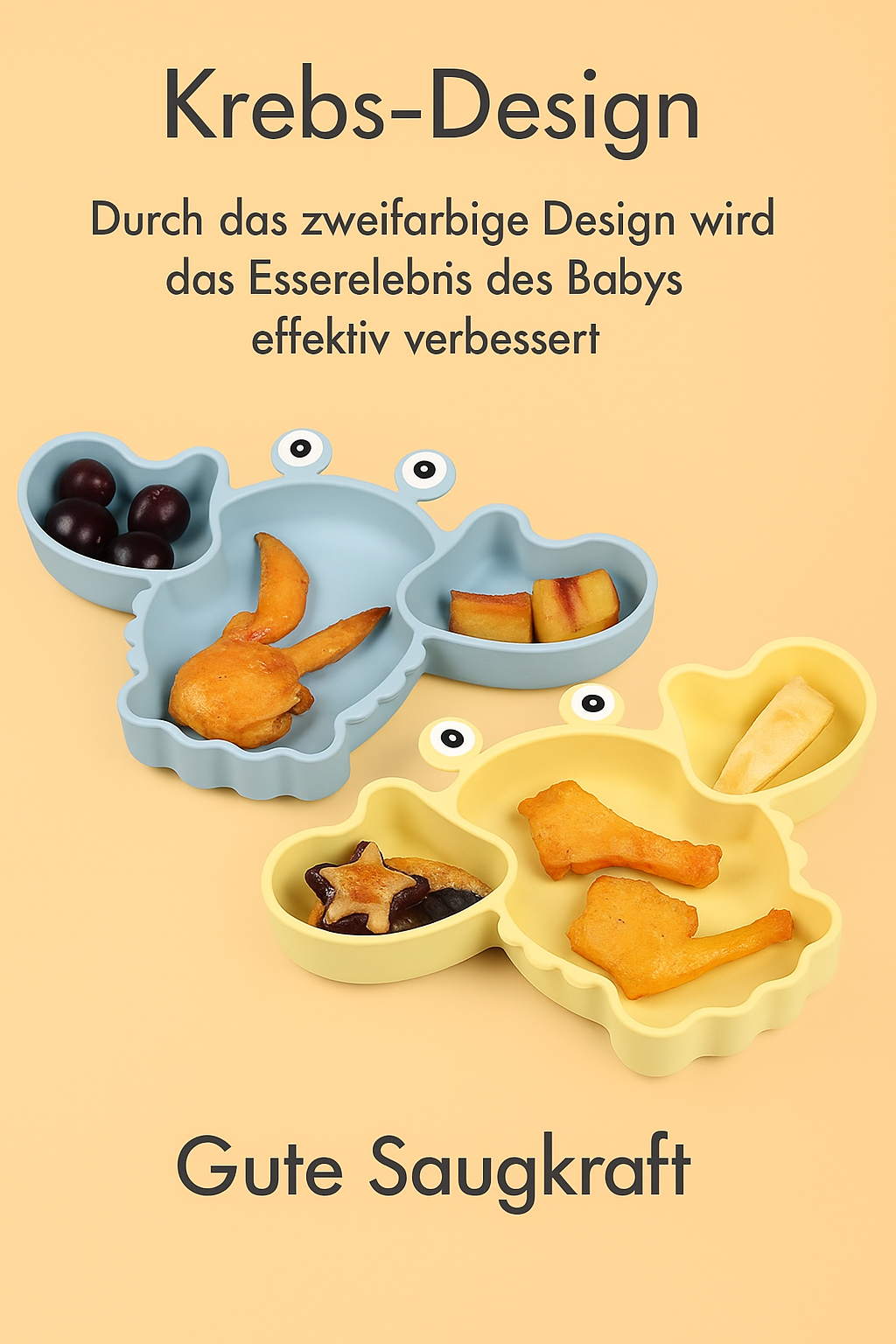 HUMMER Silikon-Babygeschirr-Set mit Saugnapf