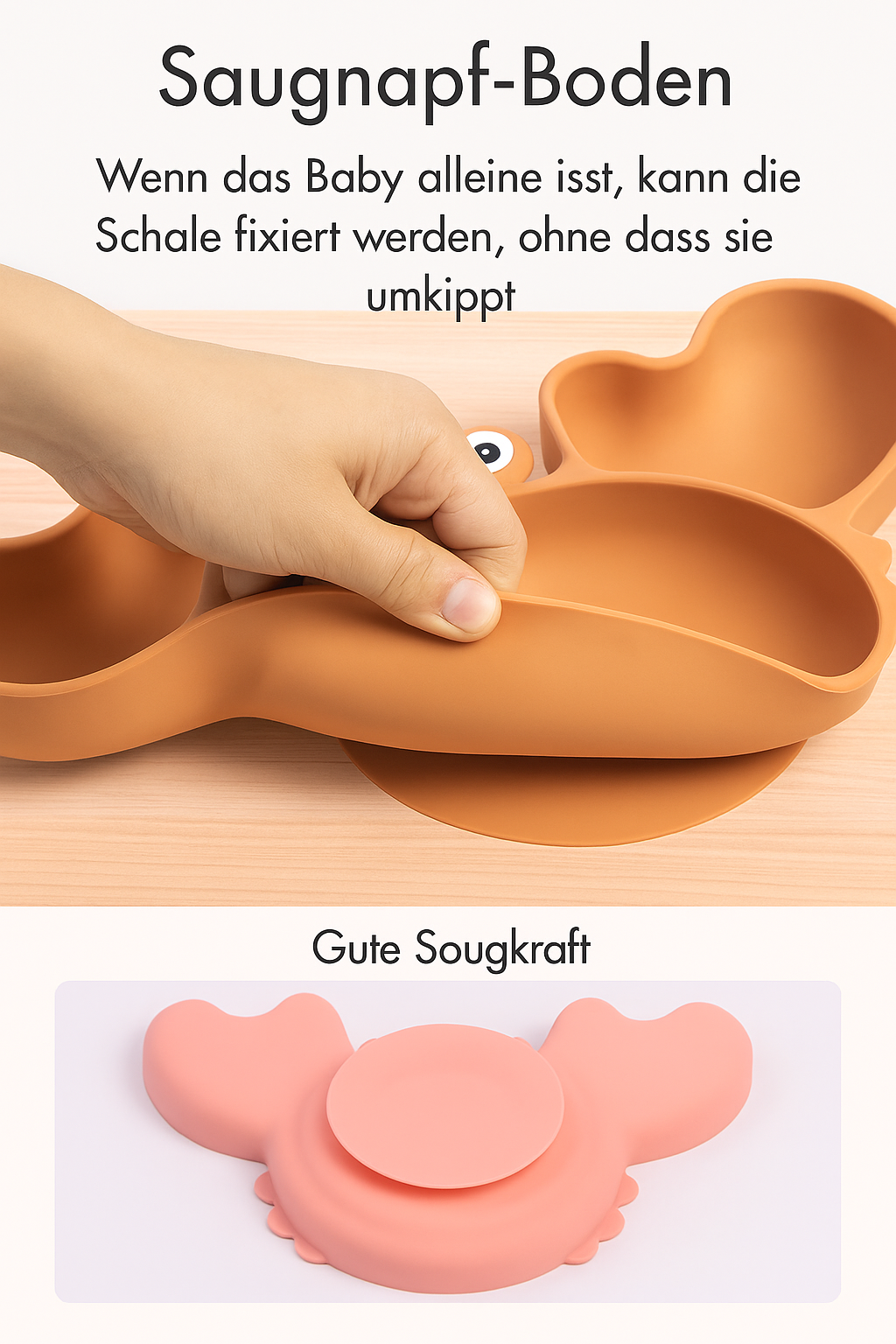 KRABBE Silikon-Babygeschirr-Set mit Saugnapf