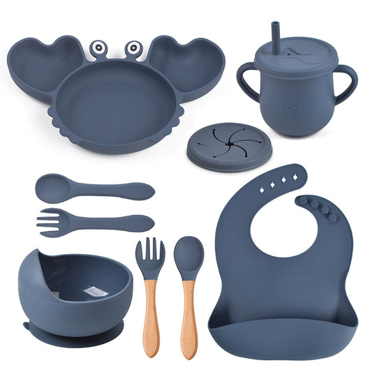 KRABBE Silikon-Babygeschirr-Set mit Saugnapf