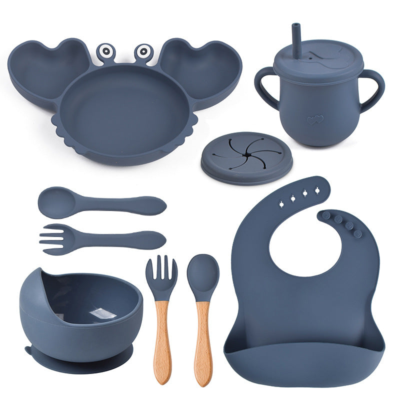 KRABBE Silikon-Babygeschirr-Set mit Saugnapf