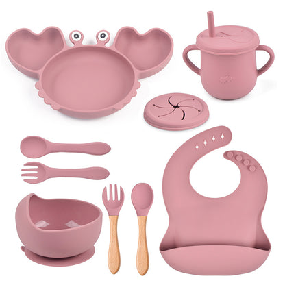 KRABBE Silikon-Babygeschirr-Set mit Saugnapf