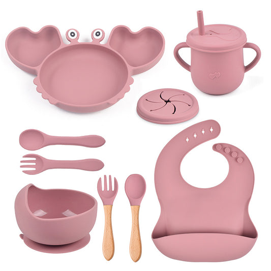 KRABBE Silikon-Babygeschirr-Set mit Saugnapf