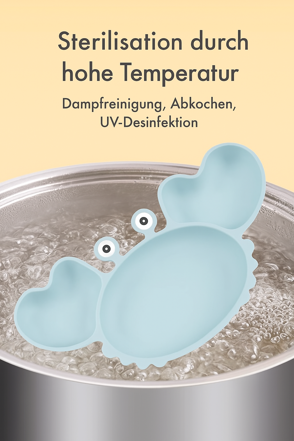 KRABBE Silikon-Babygeschirr-Set mit Saugnapf